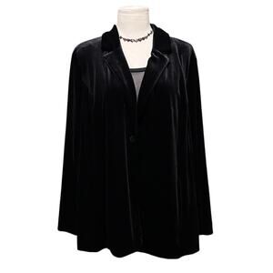 J.Jill Black Velvet Stretch Knit Blazer Jacket Size XL Petite